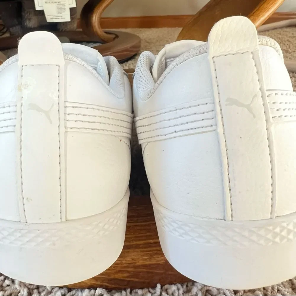 Puma All-White Smash V2 Style 365208-04 Athleisure Sneakers SZ 8.5